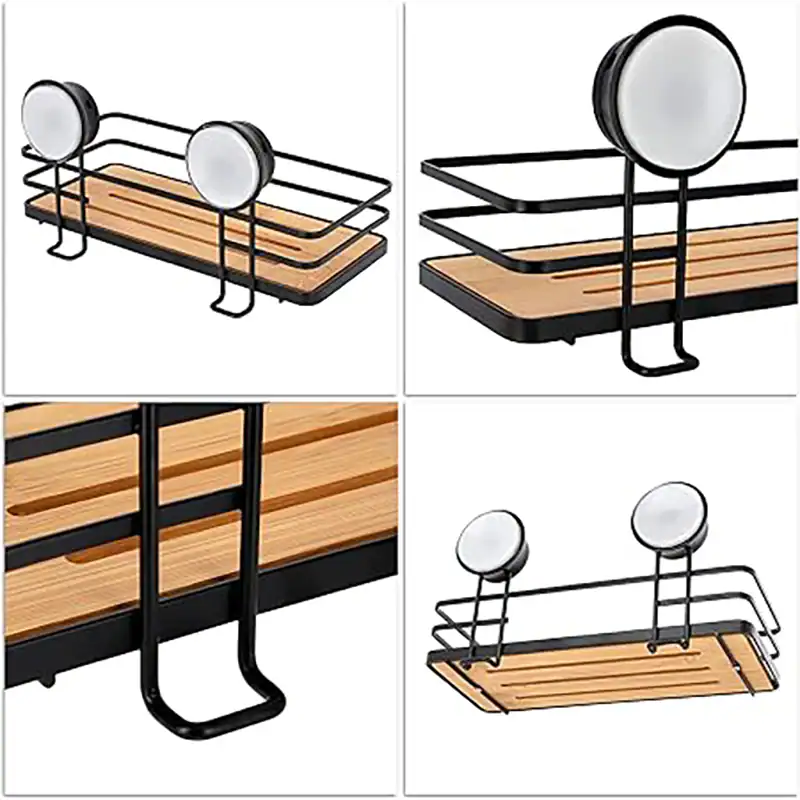 Close-up of vacuum suction lock mechanism on bathroom rack