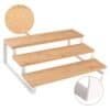 Natural wood and white metal shoe rack for organized entryway storage, modern minimalist design.