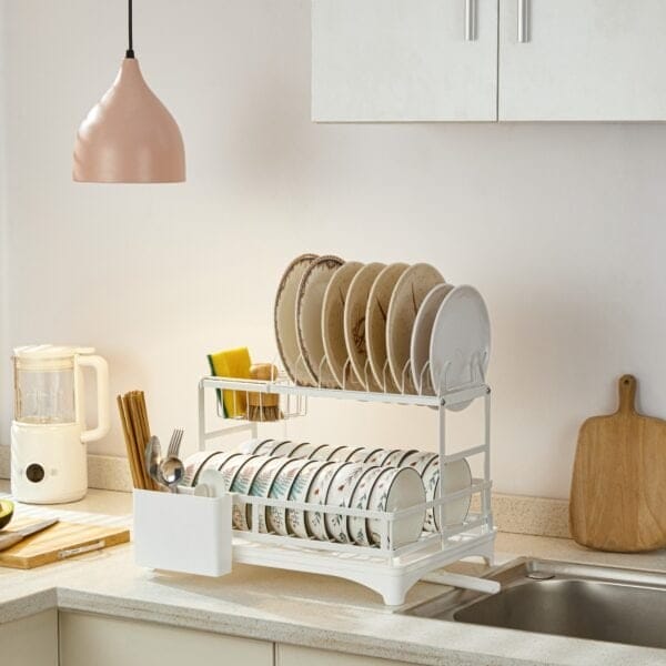 2 Tier Dish Rack White