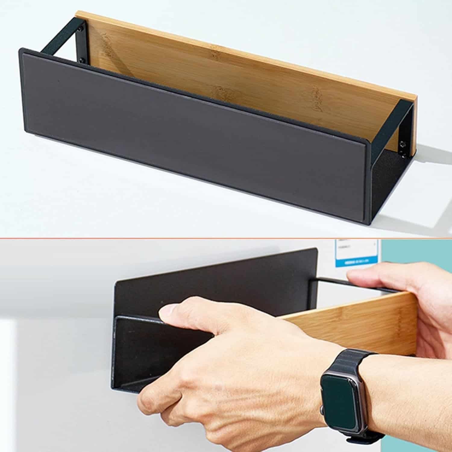 Close-up of bamboo magnetic rack with strong magnetic back