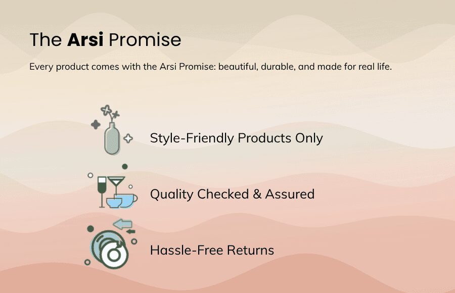 Arsi Studio product quality assurance and sustainable fashion principles illustration.