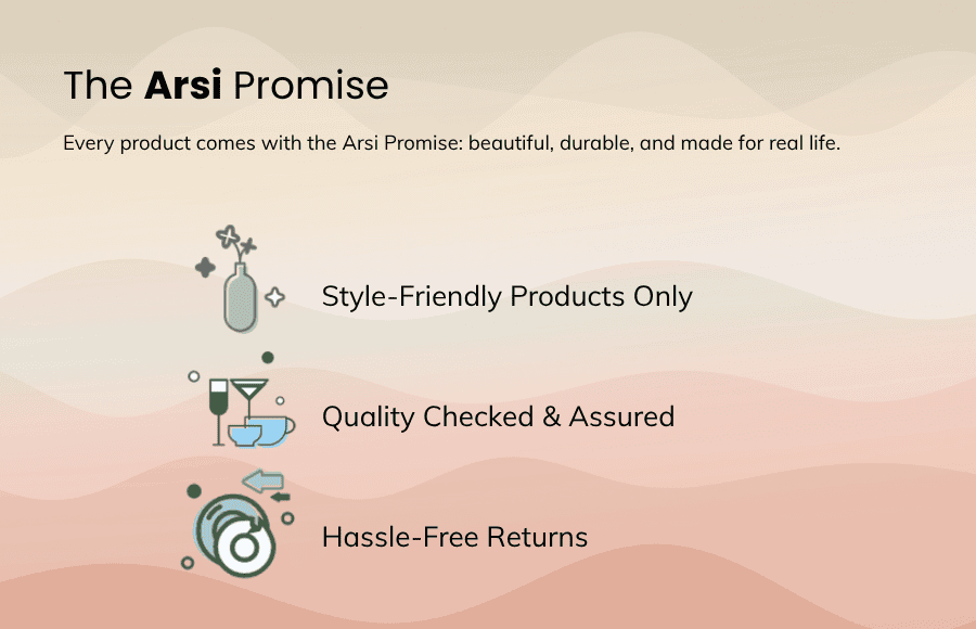 Arsi Studio product quality assurance and sustainable fashion principles illustration.