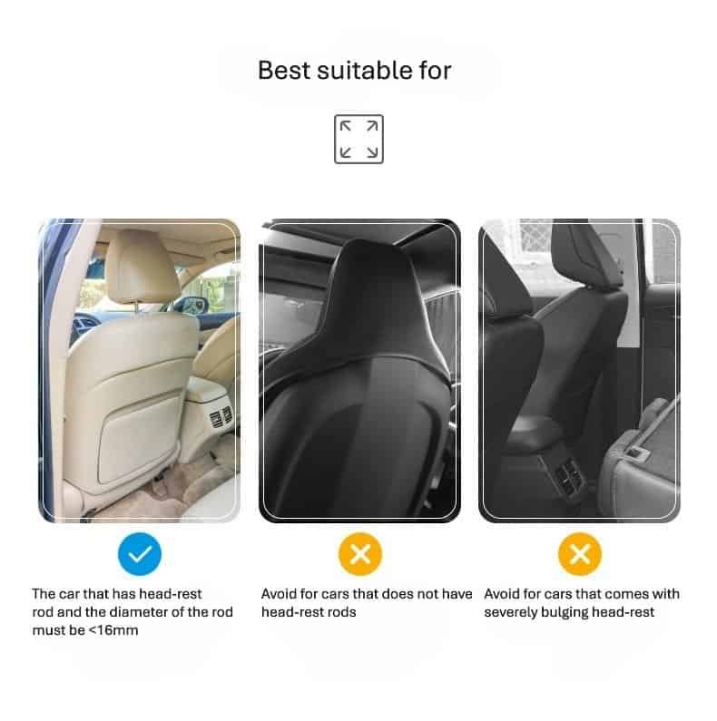 Head-rest compatible car interior for optimal comfort and safety.