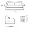 Rajford 2 seater sofa dimensions chart showing width 162 cm height 81 cm depth 86 cm and seat measurements