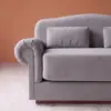 Rajford 2 seater sofa in light grey close up showing armrest detail cushion and upholstery texture