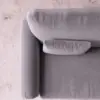 Rajford 2 seater sofa in light grey top view showing seat space cushions and curved backrest