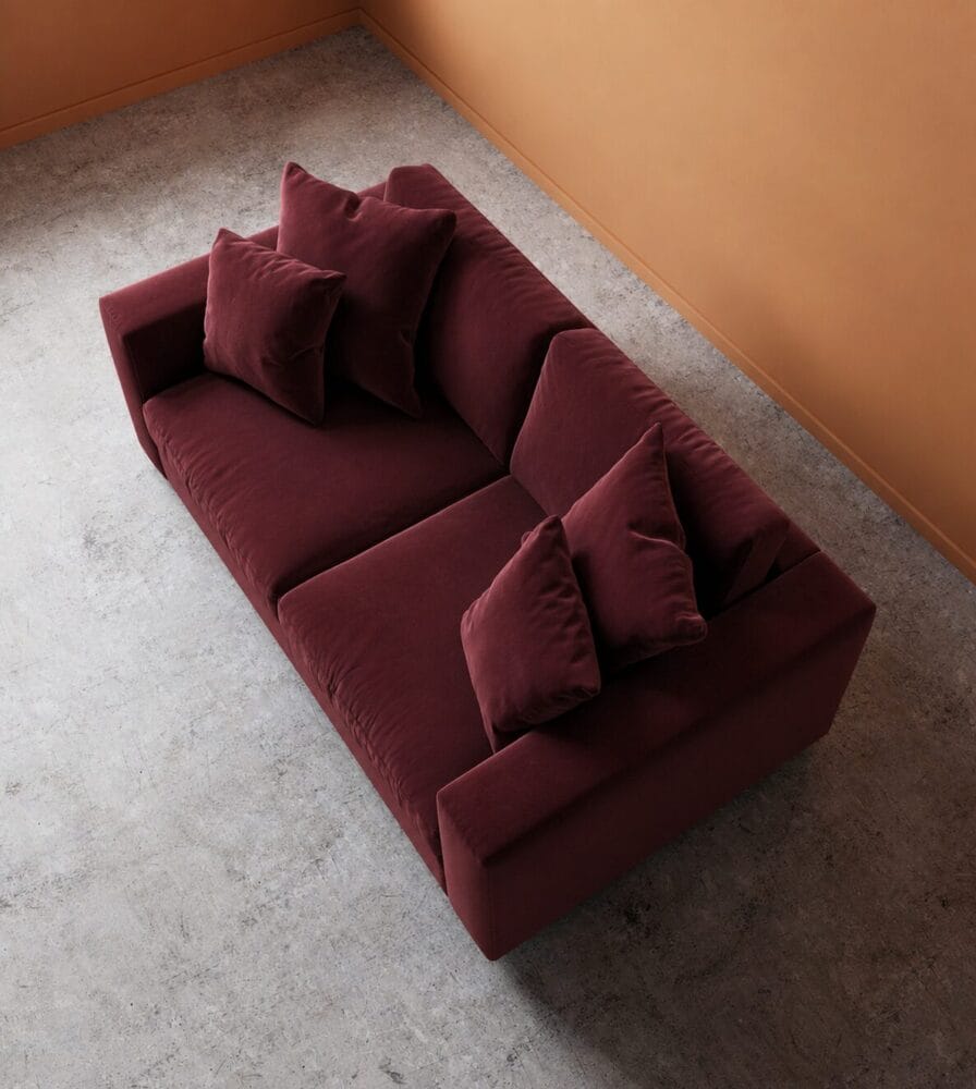 Althaea 3 Seater Sofa - Dark Wine - Image 3