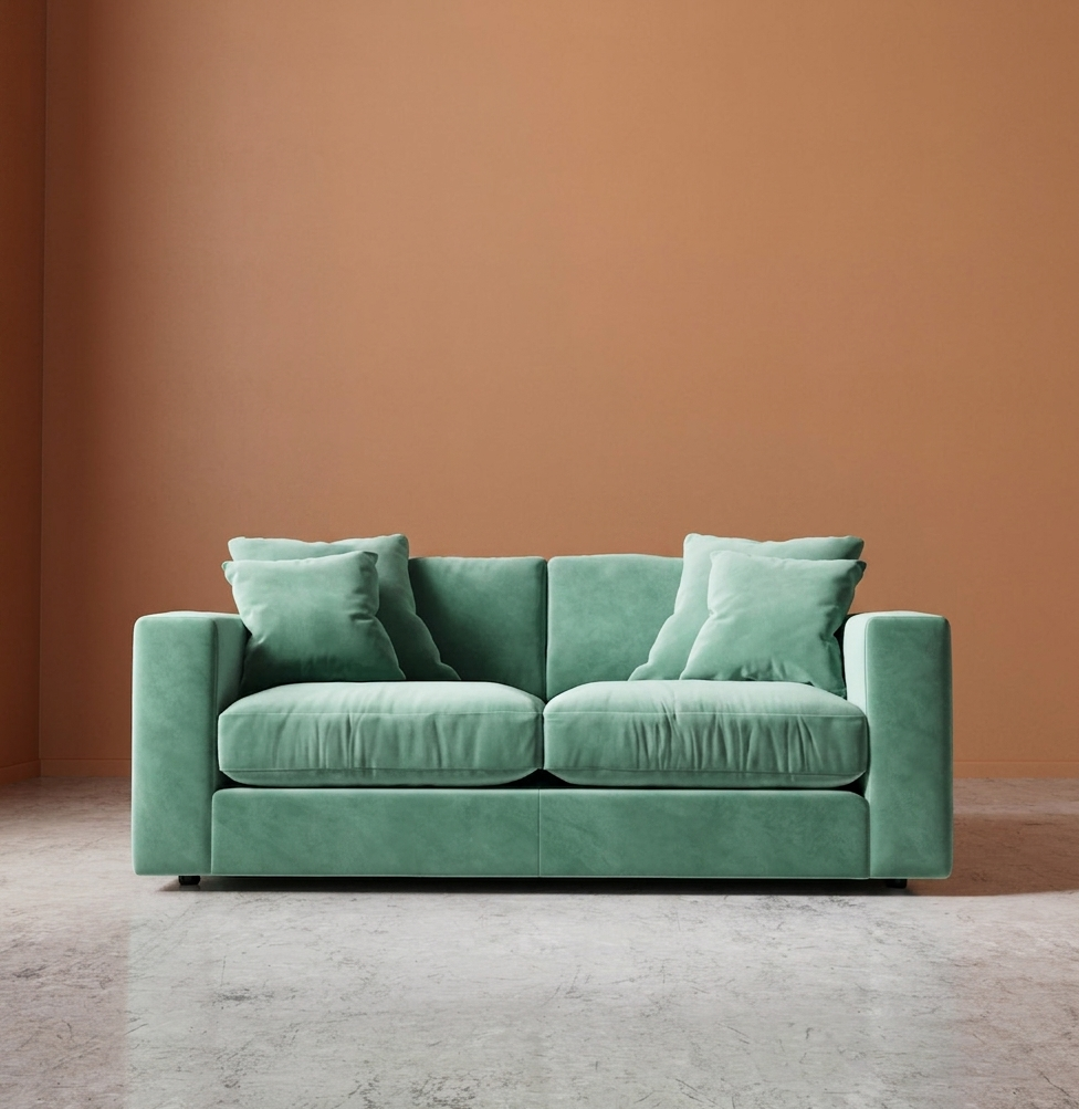 Althaea mint green 2 seater sofa front view