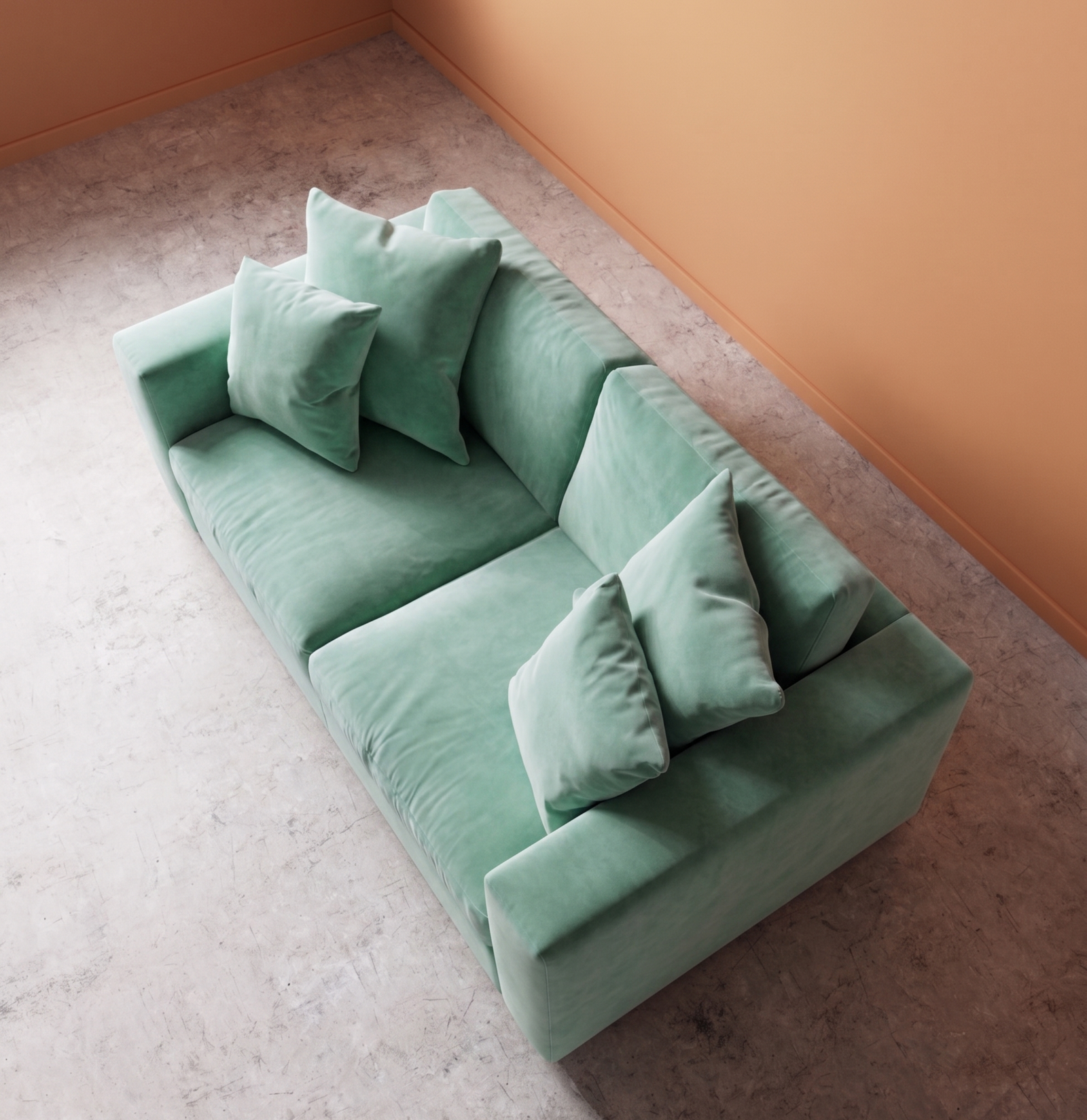 Althaea fabric sofa top angle view
