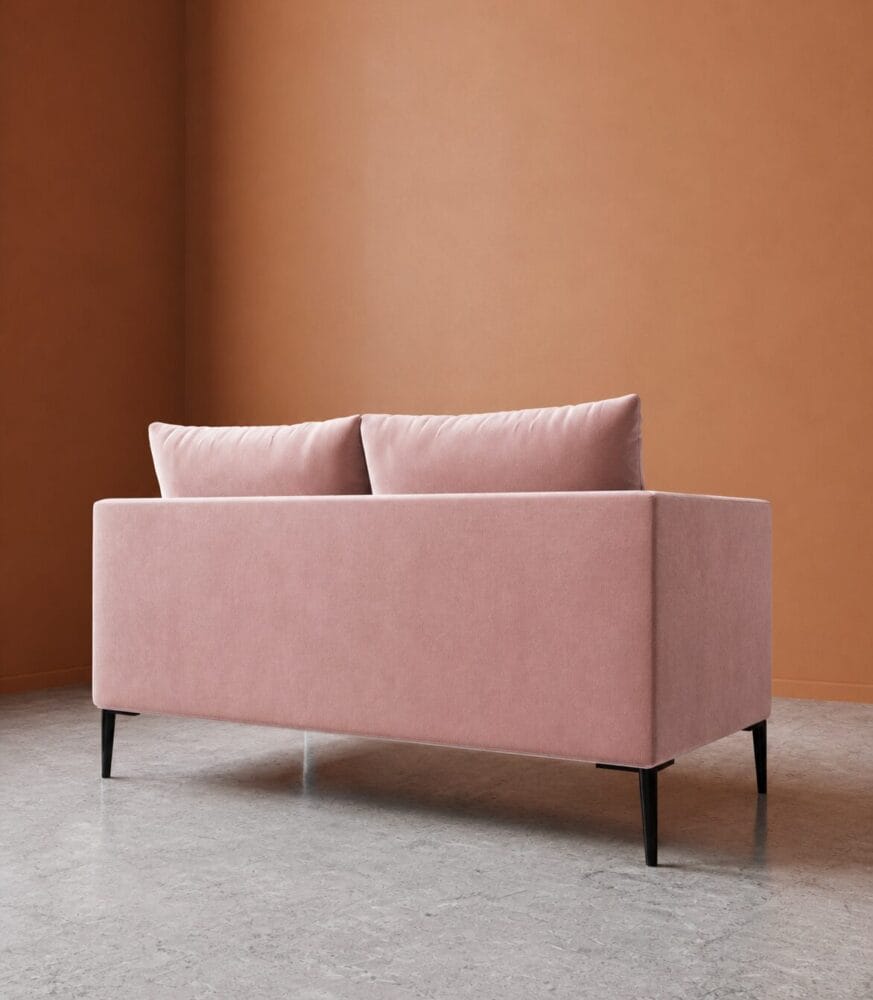 Aravali 2 Seater Sofa - Blush Pink Velvet - Image 2