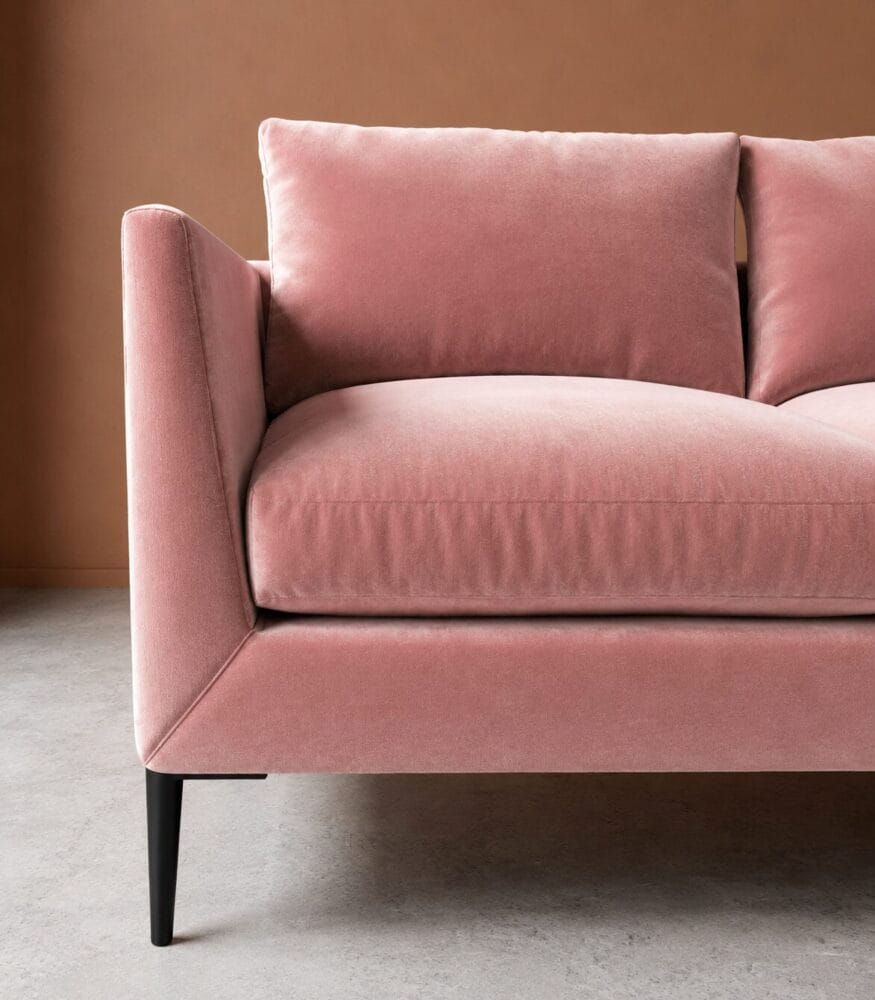 Aravali 2 Seater Sofa - Blush Pink Velvet - Image 3