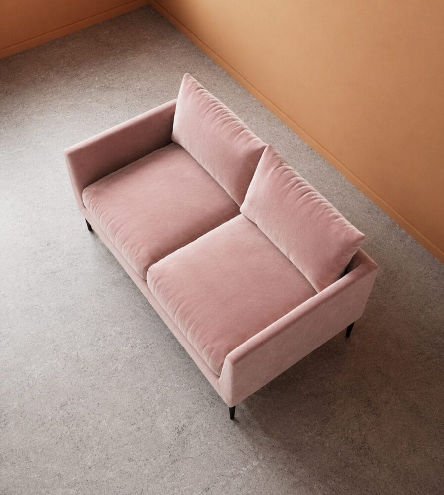 Aravali 2 Seater Sofa - Blush Pink Velvet - Image 4