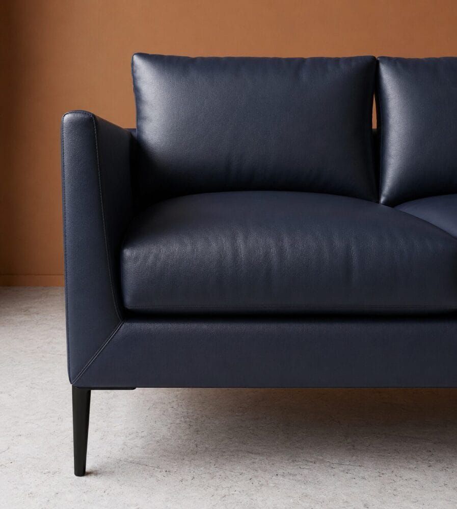 Aravali 2 Seater Sofa - Navy Blue Leatherette - Image 3