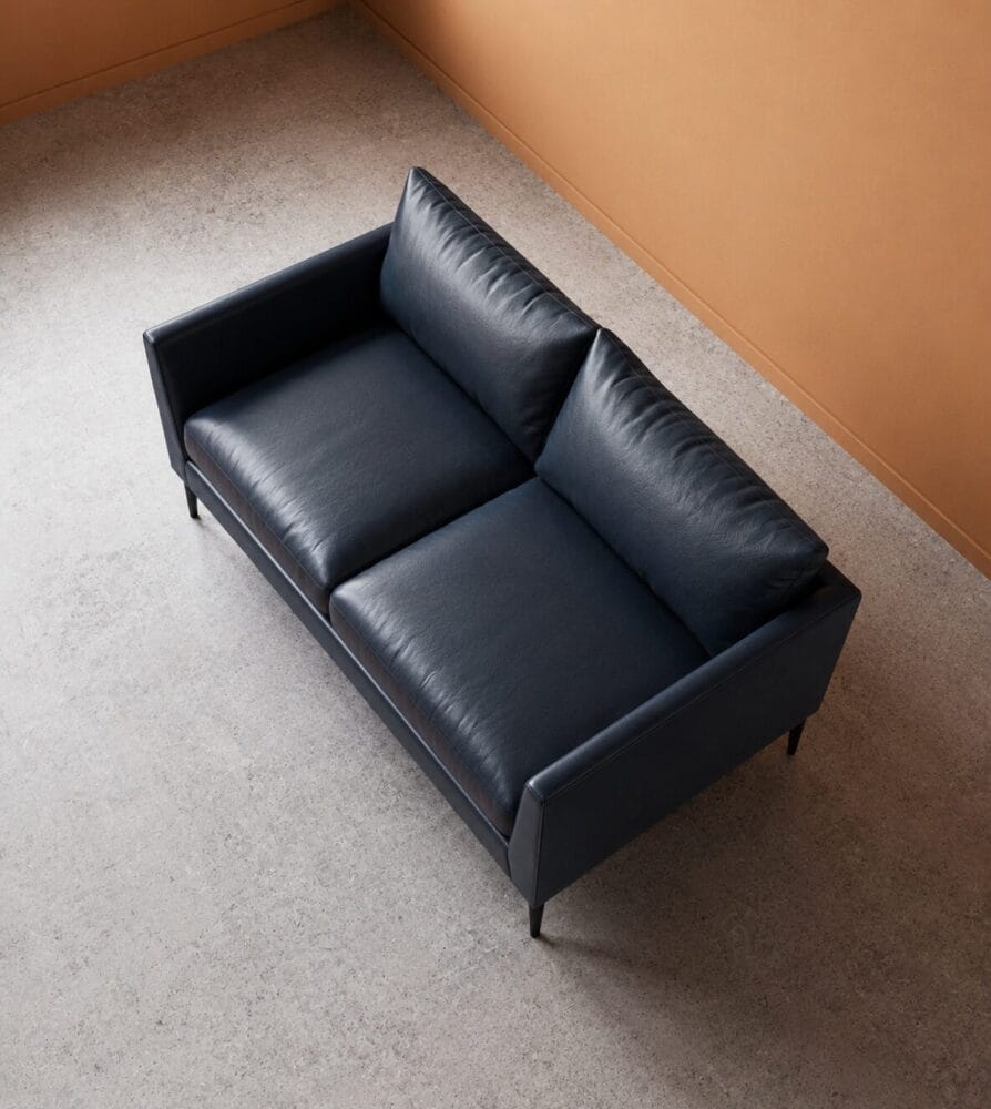 Aravali 2 Seater Sofa - Navy Blue Leatherette - Image 5