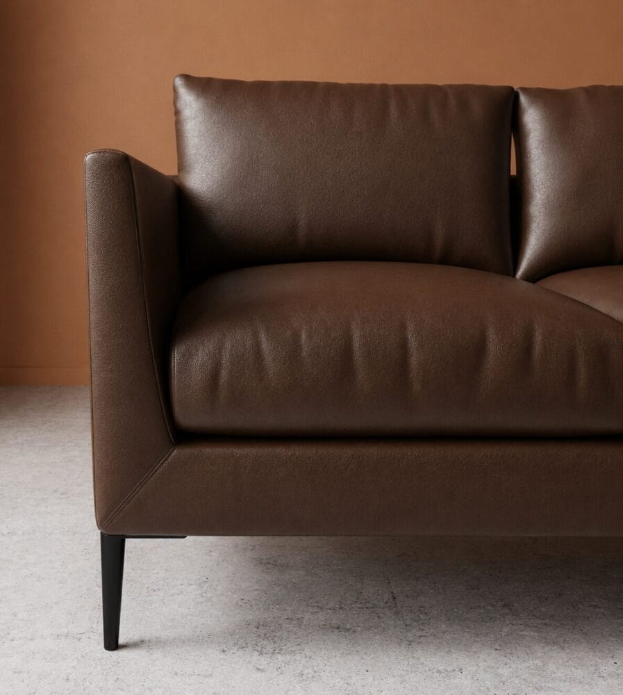 Aravali 2 Seater Sofa - Dark Brown Leatherette - Image 3