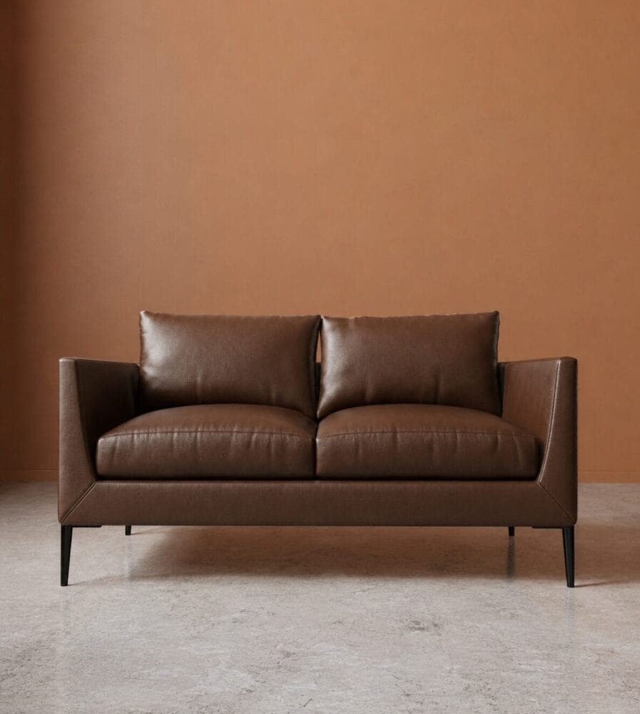 Aravali 2 Seater Sofa - Dark Brown Leatherette