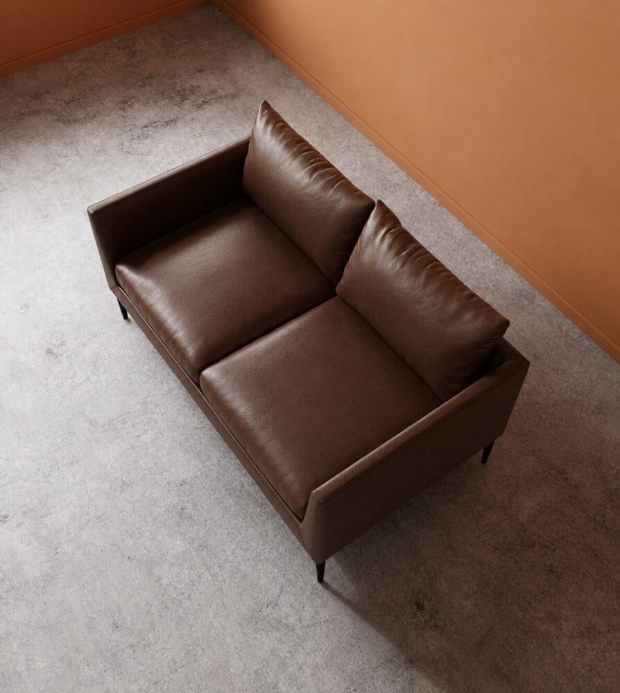 Aravali 2 Seater Sofa - Dark Brown Leatherette - Image 5