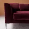 Alena two seater sofa burgundy velvet armrest detail close up