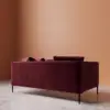 Alena burgundy two seater sofa back view modern velvet sofa with metal legs