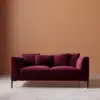 Alena two seater sofa front view burgundy velvet modern living room sofa