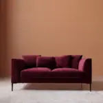 Alena two seater sofa front view burgundy velvet modern living room sofa