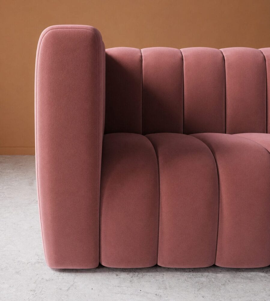 Calmora 2 Seater Sofa - Blush Pink Velvet - Image 3