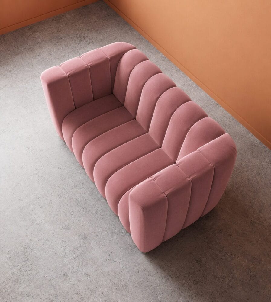 Calmora 2 Seater Sofa - Blush Pink Velvet - Image 4
