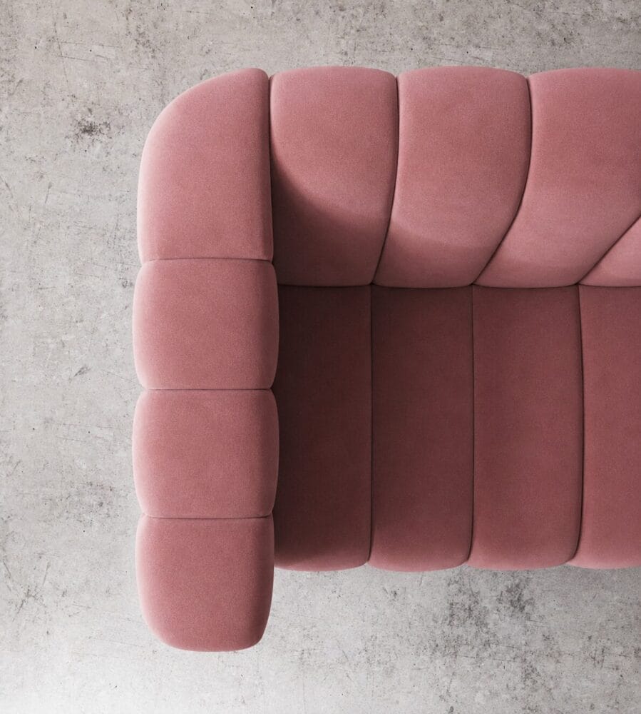 Calmora 2 Seater Sofa - Blush Pink Velvet - Image 5