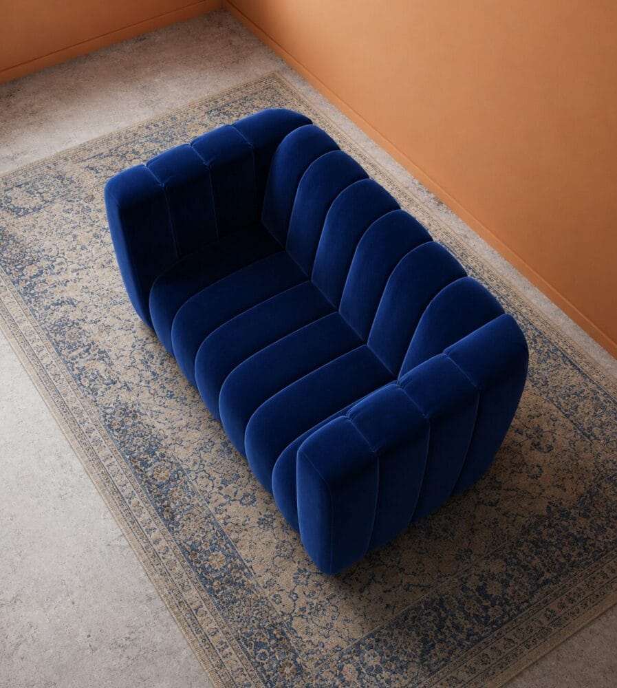 Calmora 2 Seater Sofa - Cobalt Blue Velvet - Image 4