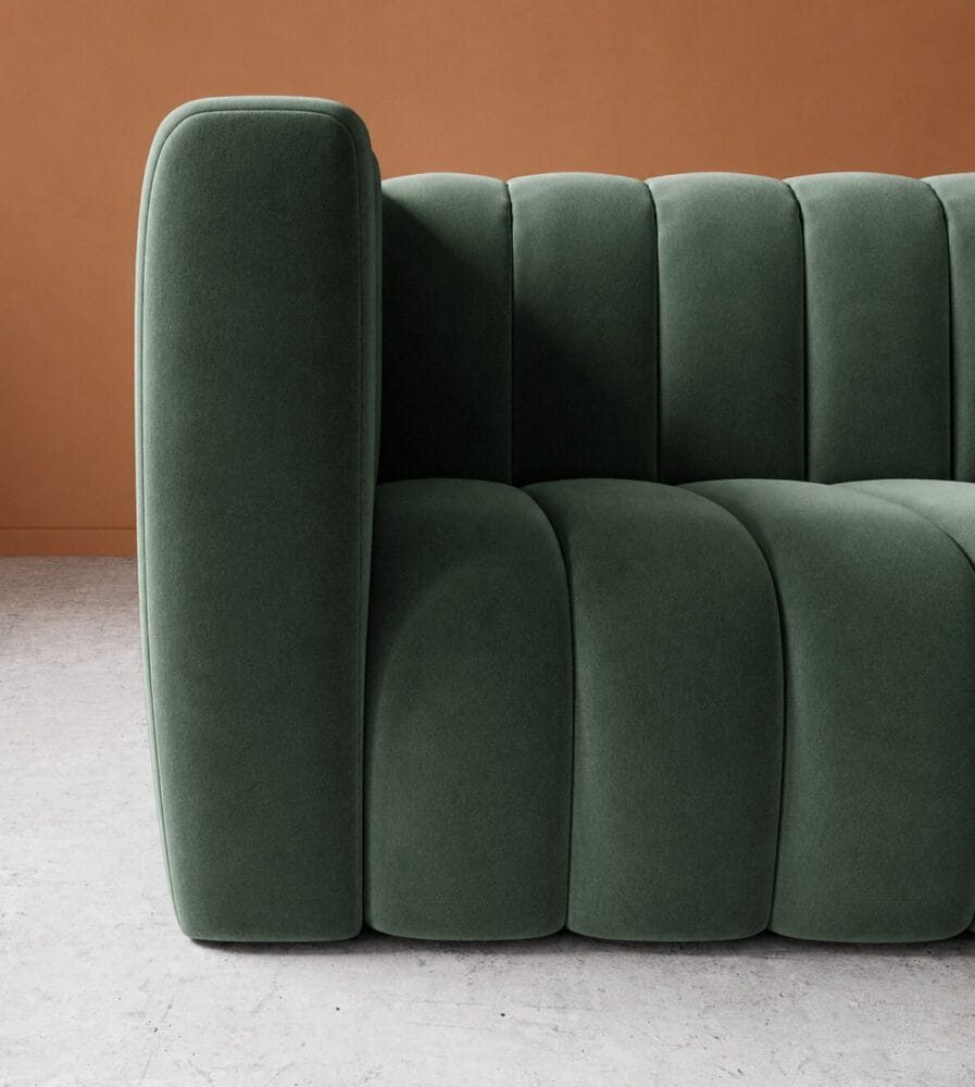 Calmora 2 Seater Sofa - Dark Mint Green Velvet - Image 3