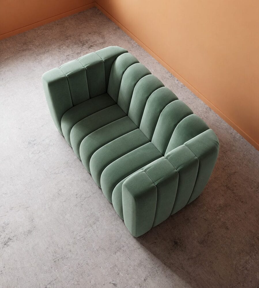 Calmora 2 Seater Sofa - Dark Mint Green Velvet - Image 4
