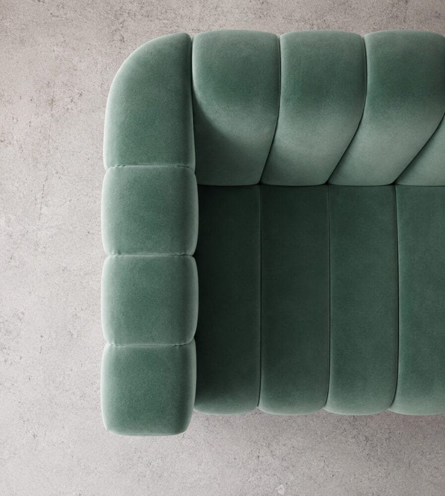 Calmora 2 Seater Sofa - Dark Mint Green Velvet - Image 5