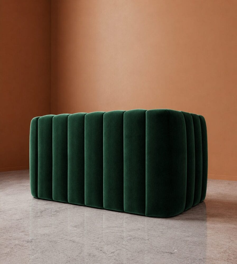 Calmora 2 Seater Sofa - Emerald Green Velvet - Image 4