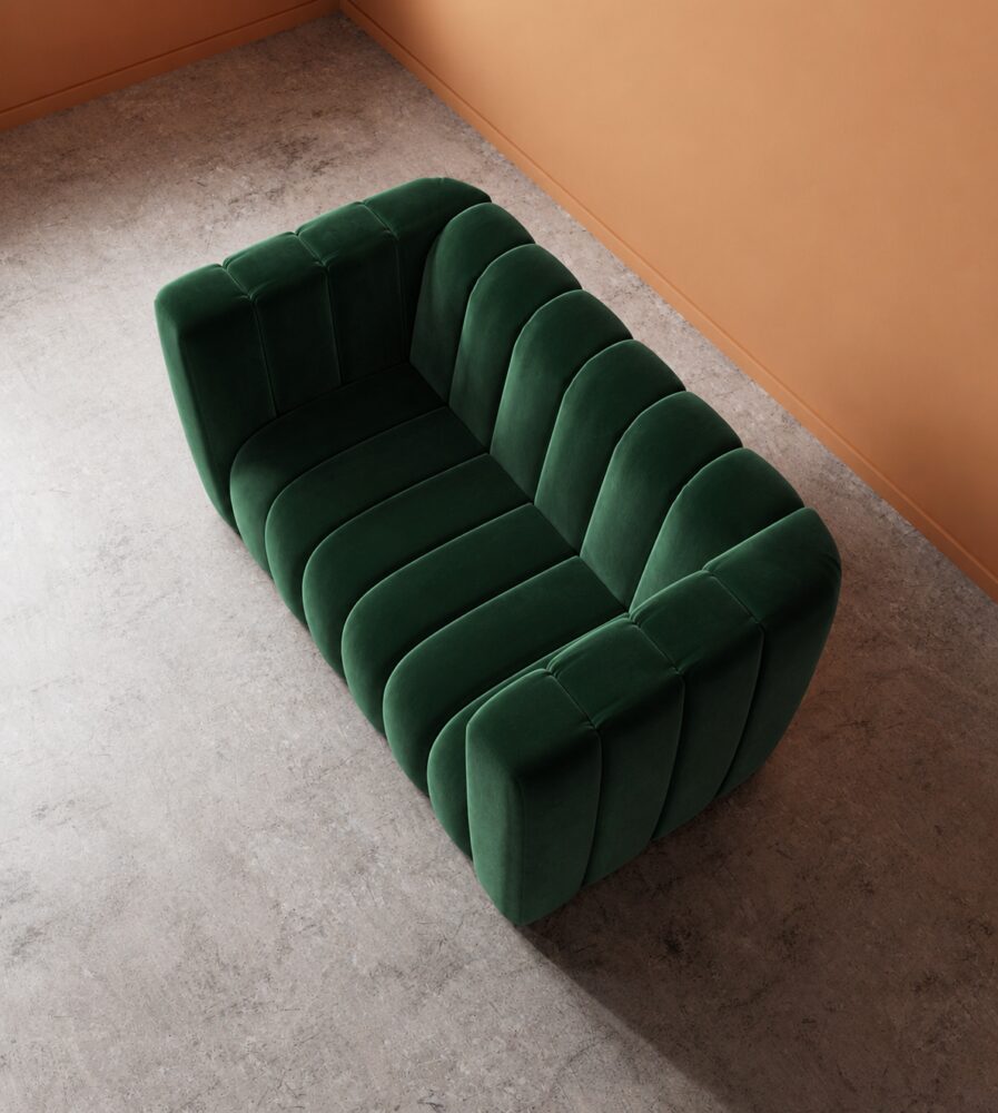 Calmora 2 Seater Sofa - Emerald Green Velvet - Image 3