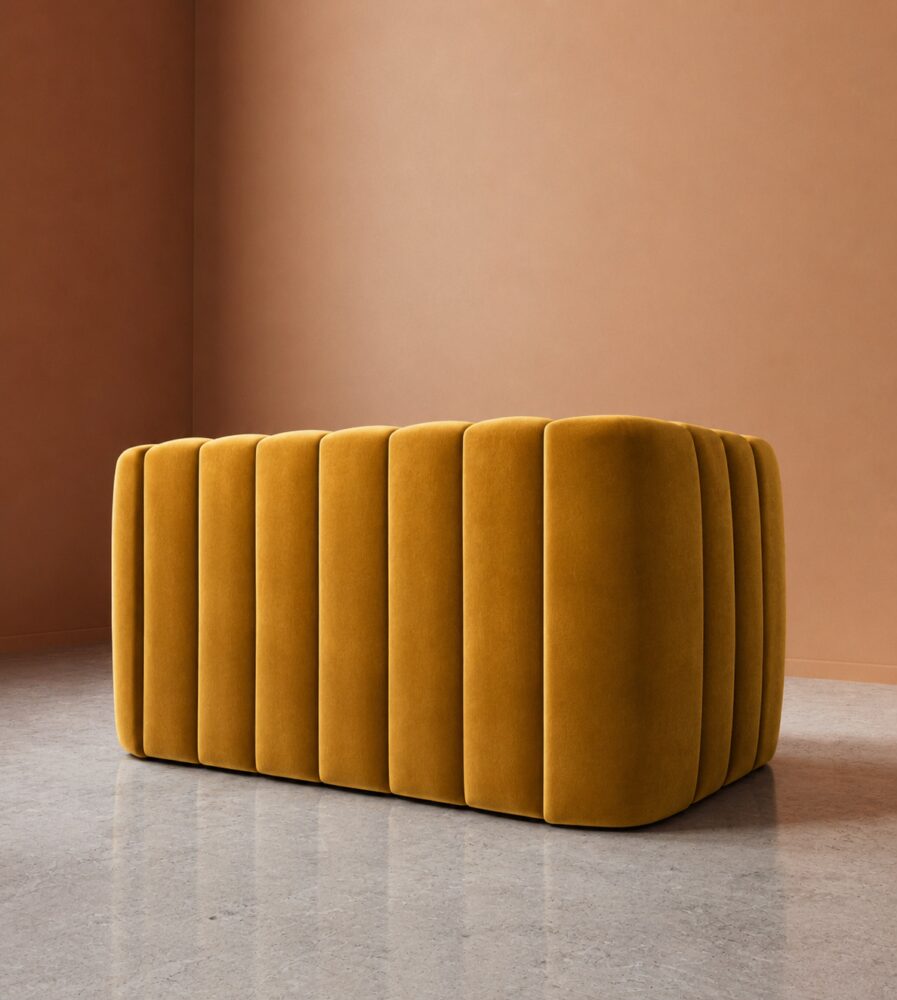 Calmora 2 Seater Sofa - Mustard Velvet - Image 5