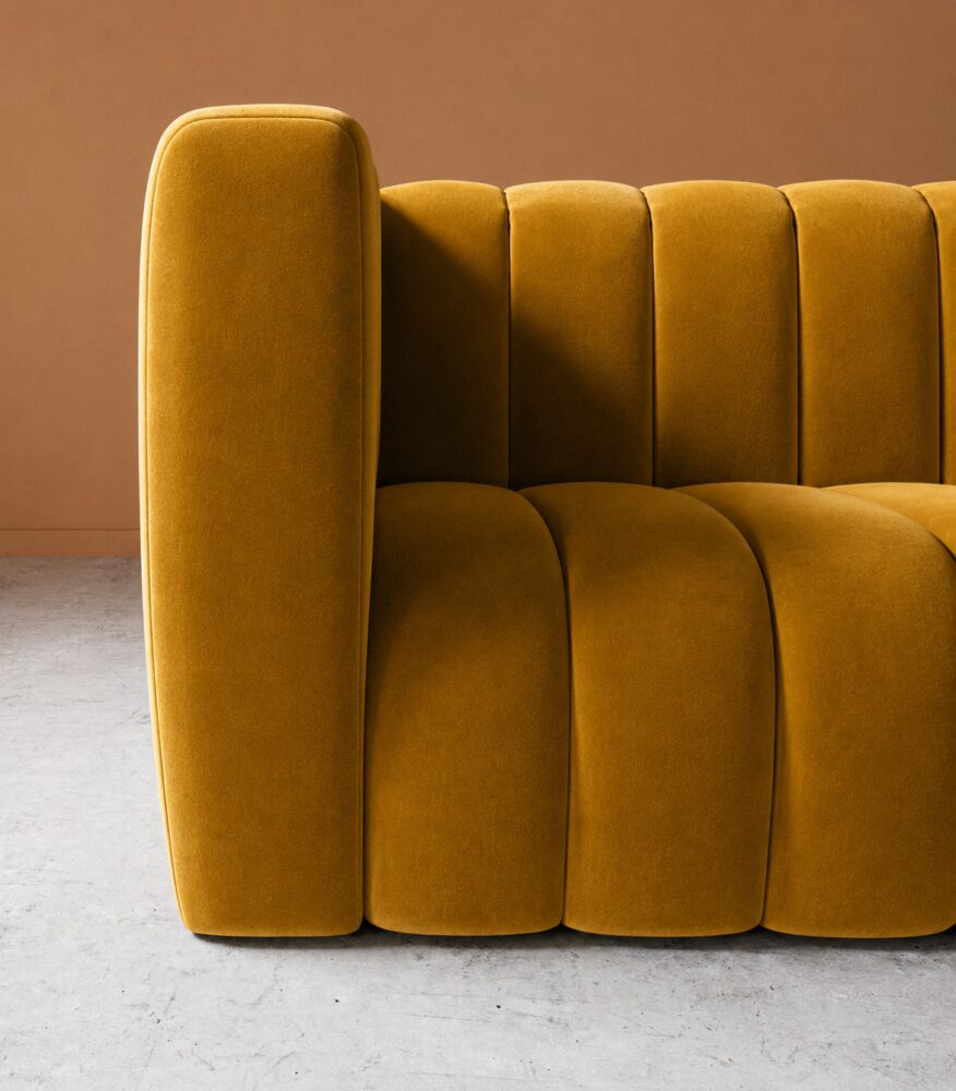 Calmora 2 Seater Sofa - Mustard Velvet - Image 4
