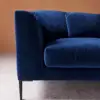 Alena cobalt blue sofa armrest detail velvet texture close up