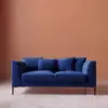 Alena two seater sofa front view cobalt blue modern compact sofa