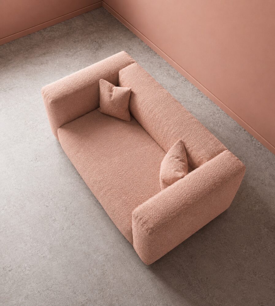 Cushora 2 Seater Sofa - Blush Pink Boucle - Image 4