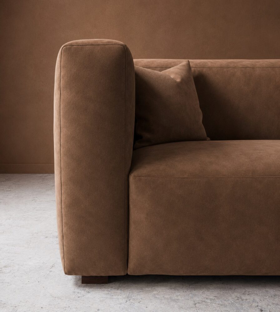 Cushora 2 Seater Sofa - Brown Suede - Image 3