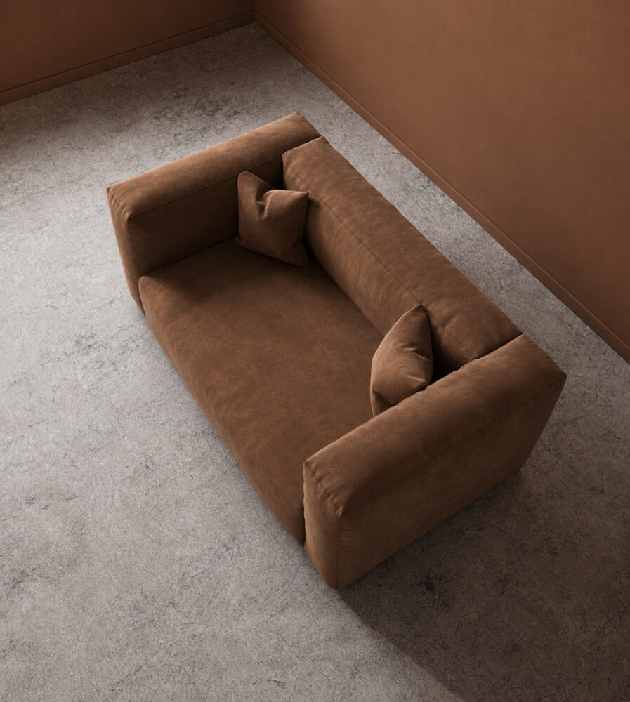 Cushora 2 Seater Sofa - Brown Suede - Image 6
