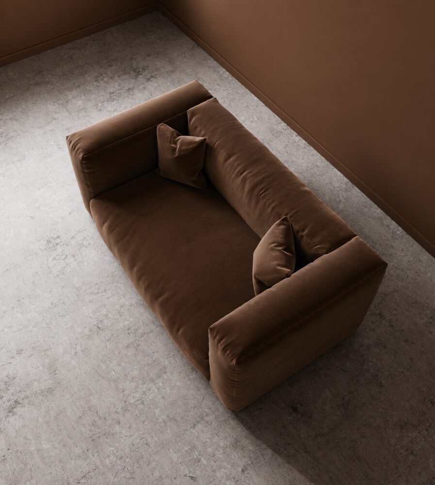 Cushora 2 Seater Sofa - Chocolate Brown Velvet - Image 3