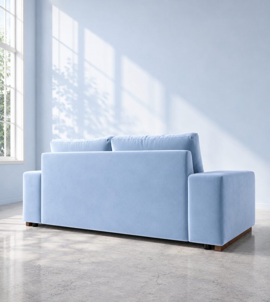 Denver 2 Seater Sofa - Baby Blue Velvet - Image 2