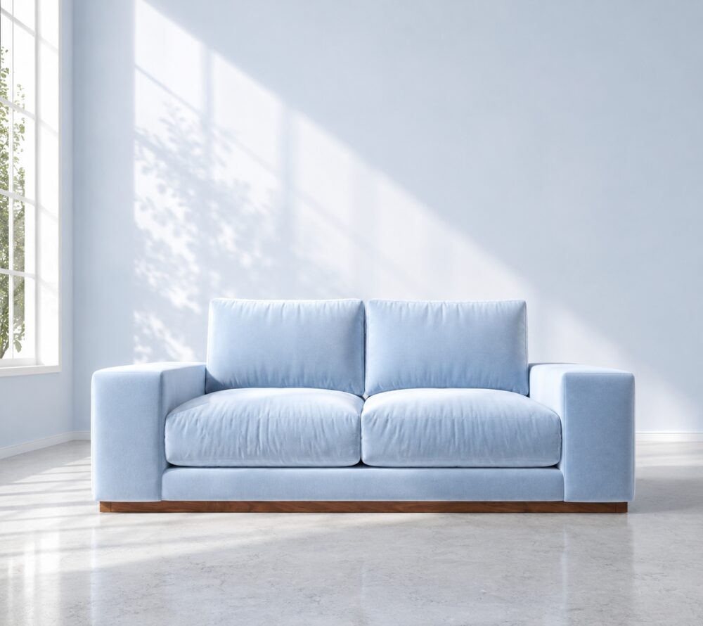 Denver 2 Seater Sofa - Baby Blue Velvet