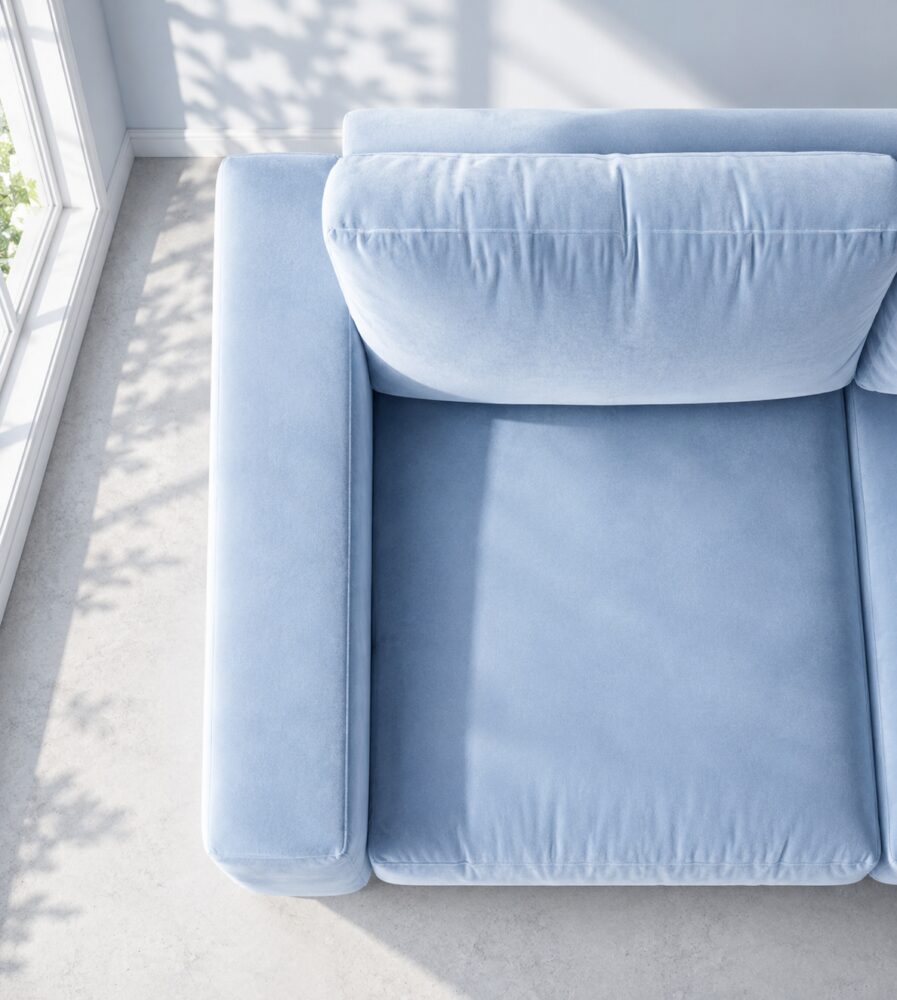 Denver 2 Seater Sofa - Baby Blue Velvet - Image 3