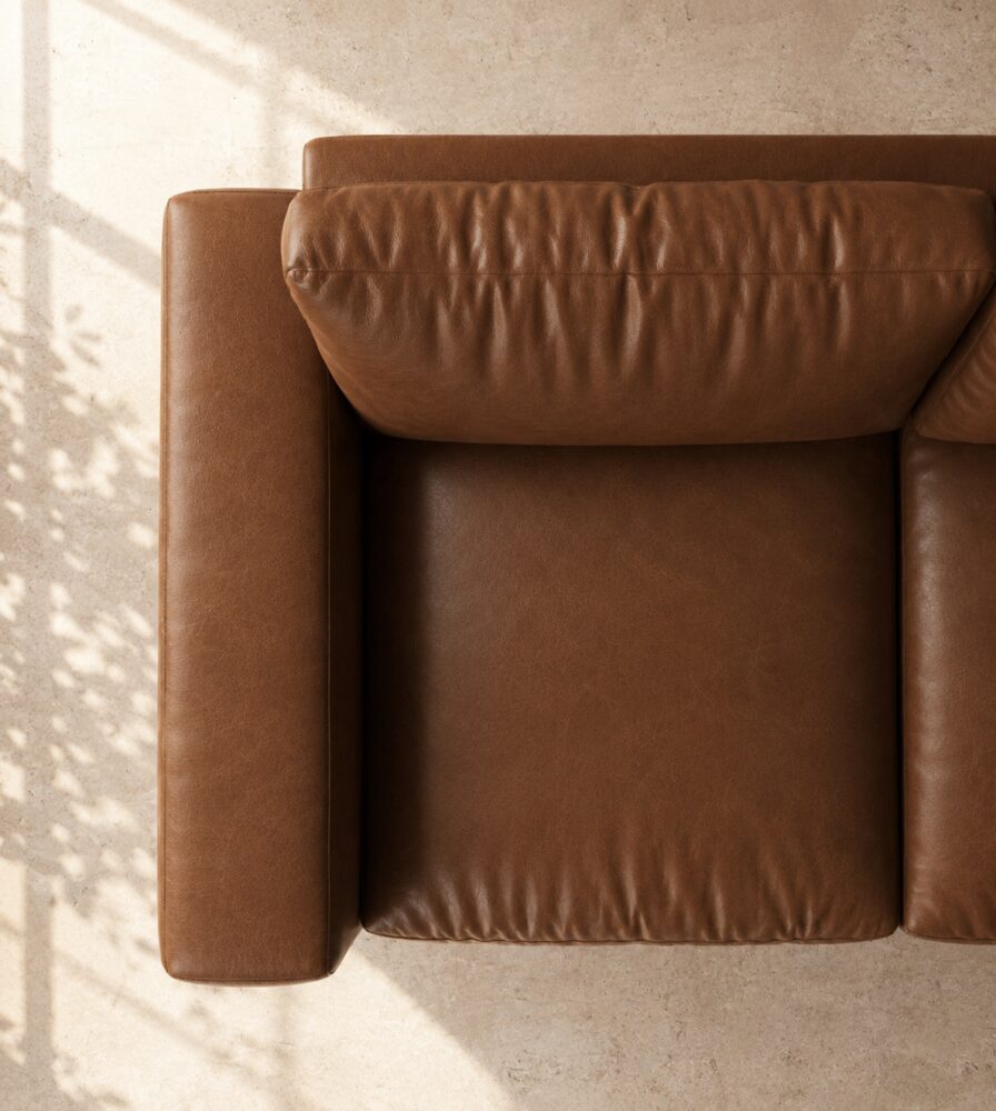 Denver 2 Seater Sofa - Brown Leatherette - Image 3