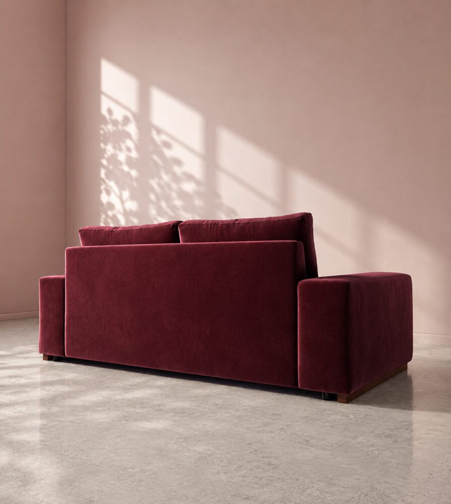Denver 2 Seater Sofa - Burgundy Velvet - Image 2