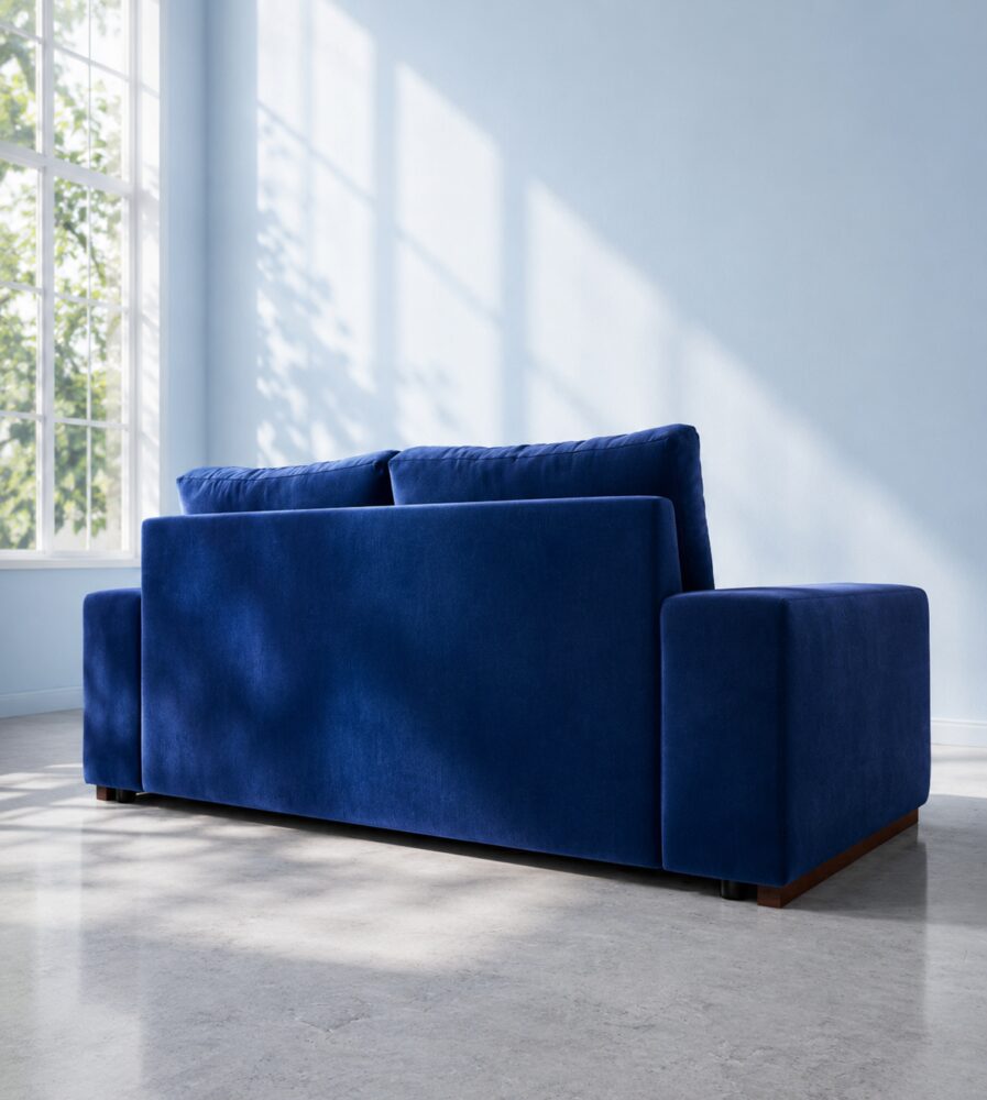 Denver 2 Seater Sofa - Electric Blue Velvet - Image 5