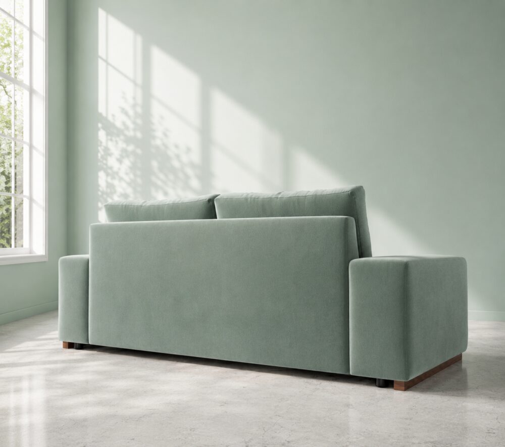 Denver 2 Seater Sofa - Mint Green Velvet - Image 2