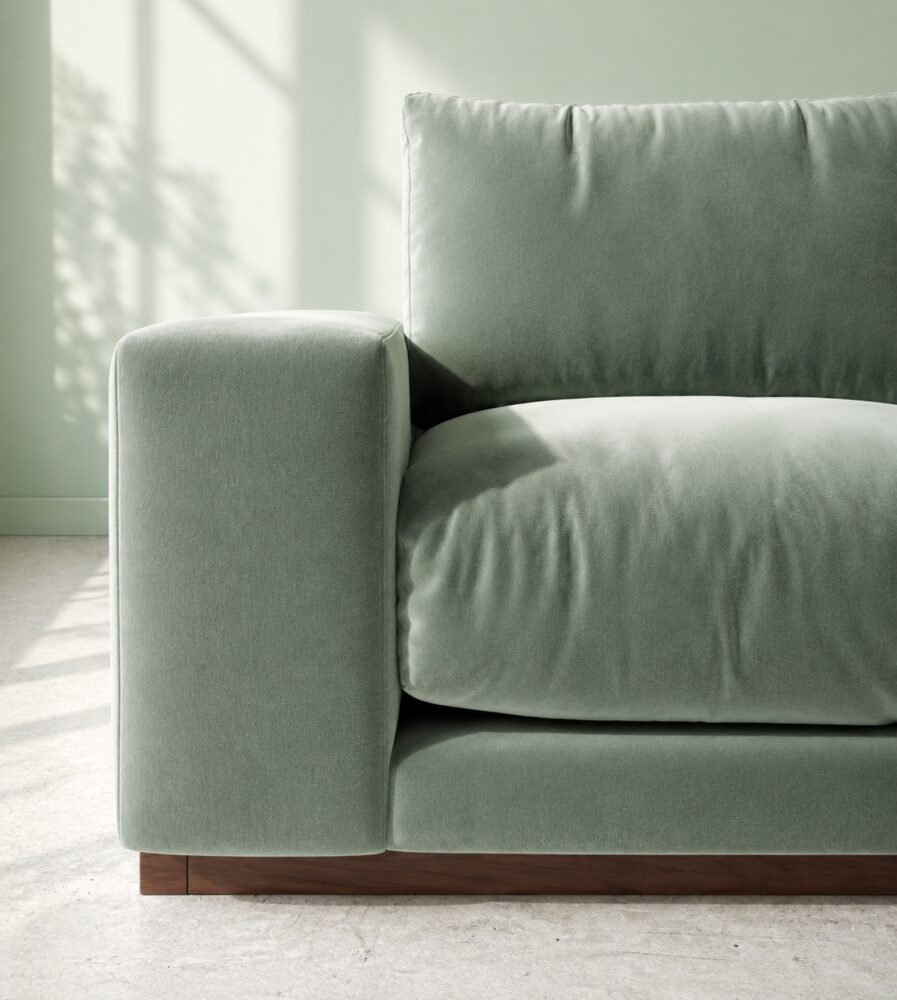 Denver 2 Seater Sofa - Mint Green Velvet - Image 3